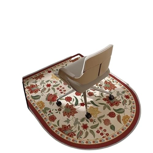 GIYXHU Bodenschutzmatte Pflanze Blumenmuster Schlafzimmer Teppich Computer Riemenscheibe Drehstuhl Teppich Nachttisch Schminktisch Verschleißfeste rutschfeste Matte(Red,80x120cm) von GIYXHU