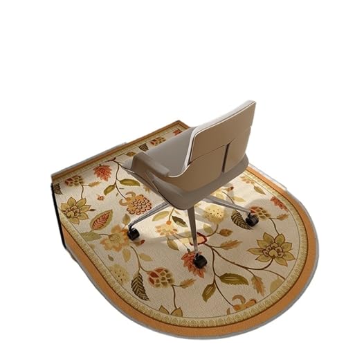 GIYXHU Bodenschutzmatte Pflanze Blumenmuster Schlafzimmer Teppich Computer Riemenscheibe Drehstuhl Teppich Nachttisch Schminktisch Verschleißfeste rutschfeste Matte(Yellow01,90x120cm) von GIYXHU