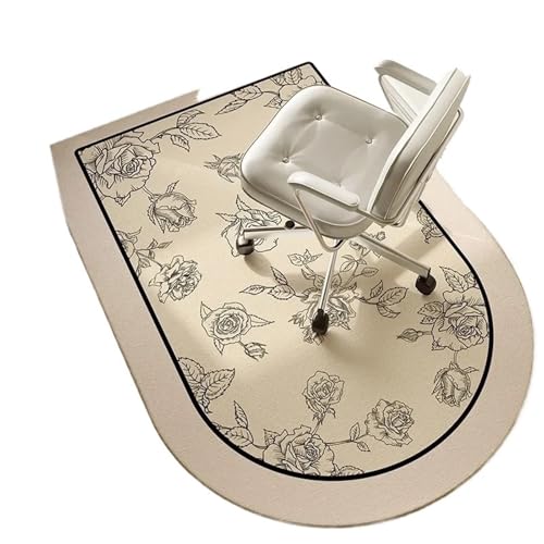 GIYXHU Bodenschutzmatte Rutschfester Retro-Arbeitszimmerteppich, Schreibtisch-Bodenmatte, Bürostuhl, Heimdekorationsteppich, Schlafzimmer, Wohnzimmer, Tischteppiche, Pflanze(Beige01,120x160cm) von GIYXHU