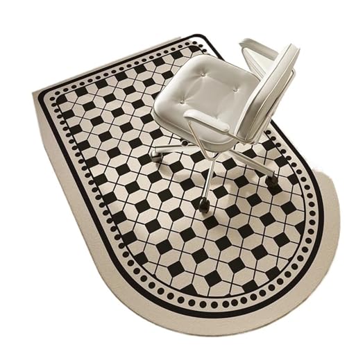 GIYXHU Bodenschutzmatte Rutschfester Retro-Arbeitszimmerteppich, Schreibtisch-Bodenmatte, Bürostuhl, Heimdekorationsteppich, Schlafzimmer, Wohnzimmer, Tischteppiche, Pflanze(Black02,180x250cm) von GIYXHU