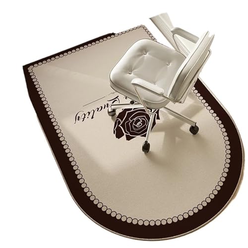 GIYXHU Bodenschutzmatte Rutschfester Retro-Arbeitszimmerteppich, Schreibtisch-Bodenmatte, Bürostuhl, Heimdekorationsteppich, Schlafzimmer, Wohnzimmer, Tischteppiche, Pflanze(Brown01,80x120cm) von GIYXHU