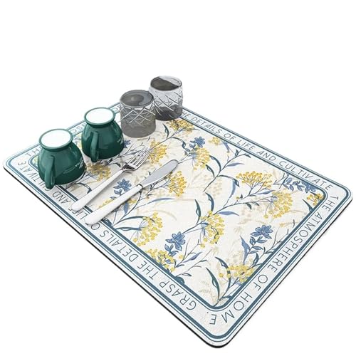 GIYXHU Drainagematte für die Kaffeebar 2 stücke Kaffee Matte Kaffee Bar Zubehör Saugfähigen Teller Trocknen Matte for Küche Zähler Mikrofaser Fit Unter Kaffeemaschine Kaffee(Blue,20x30 cm) von GIYXHU