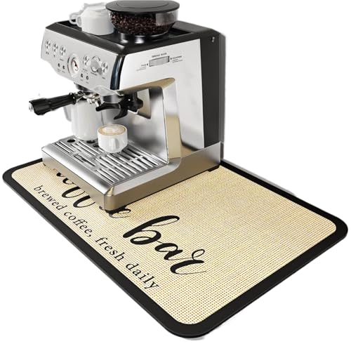 GIYXHU Drainagematte für die Kaffeebar 2 stücke Kaffee Matte Saugfähige Schnell Trocknende Matte for Küche Zähler Espresso Maschine Kaffeemaschine Tisch Dekor Kaffee Bar Zubehör(Beige,30x40cm) von GIYXHU