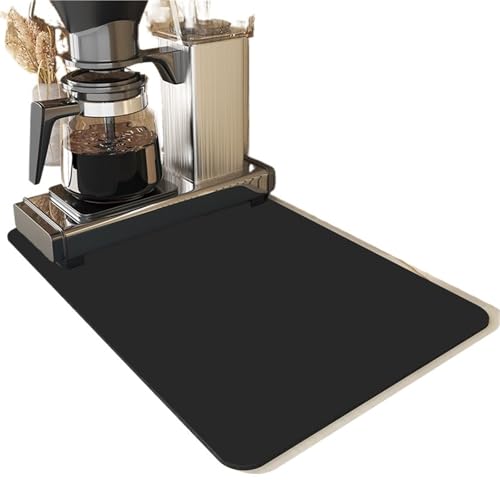 GIYXHU Drainagematte für die Kaffeebar 2 stücke Kaffee Matte Saugfähige Schnell Trocknende Matte for Küche Zähler Espresso Maschine Kaffeemaschine Tisch Dekor Kaffee Bar Zubehör(Black,30x40cm) von GIYXHU