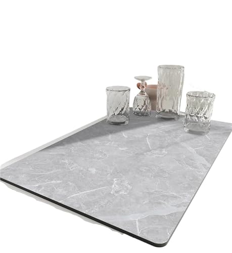 GIYXHU Drainagematte für die Kaffeebar 2 stücke Küche Teller Trocknen Matte Saugfähigen Schnell Trocknend Kaffee Ablauf Pad Geschirr Ablassen Pad Geschirr Tischset Teppich(Silver,50x80cm) von GIYXHU