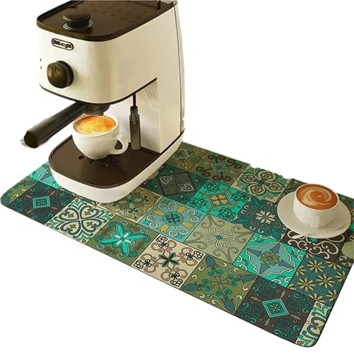 GIYXHU Drainagematte für die Kaffeebar 2 stücke Saugfähigen Geschirr Teller Trocknen Matte Ablauf Pads Tisch Tischset Kaffee Abtropffläche Teppich Tee Tasse Trinken Halter Küche Dekoration(40x50 cm) von GIYXHU