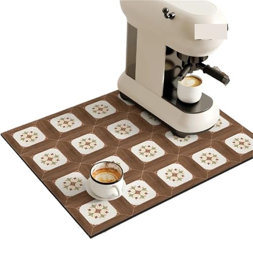 GIYXHU Drainagematte für die Kaffeebar 2PCS Kaffeemaschine Matte Teller Trocknen Matten for Küche Ablassen Pad Schnell Trocknend Geschirr Tischset Geschirr Waschbar(Deep Brown,50x60cm) von GIYXHU