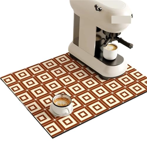 GIYXHU Drainagematte für die Kaffeebar 2PCS Kaffeemaschine Matte Teller Trocknen Matten for Küche Ablassen Pad Schnell Trocknend Geschirr Tischset Geschirr Waschbar(Red,50x60cm) von GIYXHU