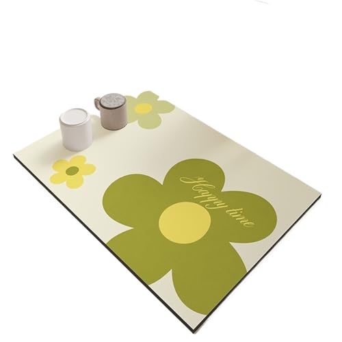 GIYXHU Drainagematte für die Kaffeebar 2PCS Solide Küche Saugfähigen Matte Kaffee Teller Trocknen Matten Ablassen Pad Schnell Trocken Geschirr Wasserhahn Tischset Geschirr(Light Green,50x80cm) von GIYXHU
