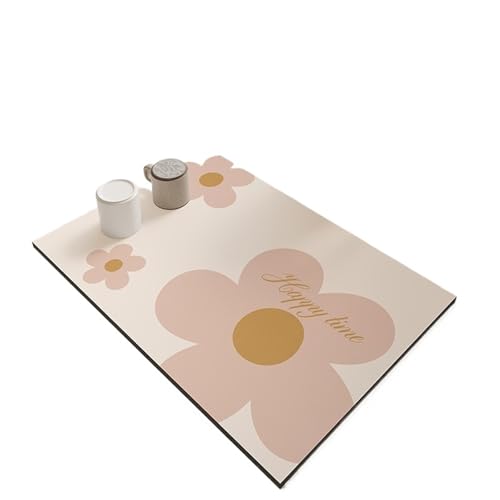 GIYXHU Drainagematte für die Kaffeebar 2PCS Solide Küche Saugfähigen Matte Kaffee Teller Trocknen Matten Ablassen Pad Schnell Trocken Geschirr Wasserhahn Tischset Geschirr(Pink,50x80cm) von GIYXHU