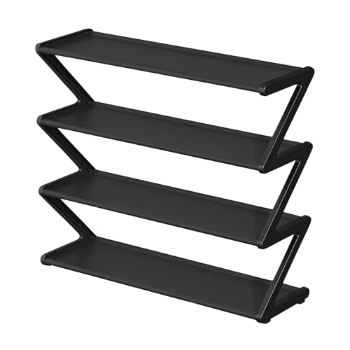 GIYXHU Einfaches 7-förmiges Schuhregal aus Stoff, Schuhschrank, multifunktionales, mehrschichtiges, platzsparendes for den Haushalt(Black) von GIYXHU