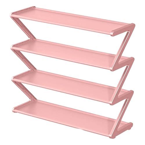 GIYXHU Einfaches 7-förmiges Schuhregal aus Stoff, Schuhschrank, multifunktionales, mehrschichtiges, platzsparendes for den Haushalt(Pink) von GIYXHU