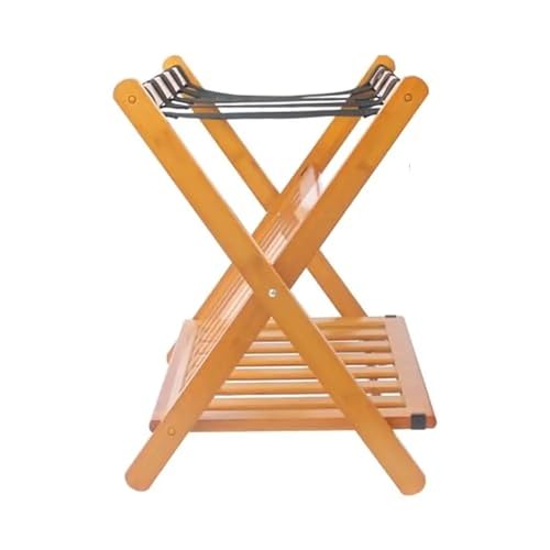 GIYXHU Faltbarer Gepäckträger, 2er-Pack, Kofferständer mit Schuhablage, Nylongurte, Design-Halterungen, Gästezimmer, Zuhause, drinnen und draußen von GIYXHU