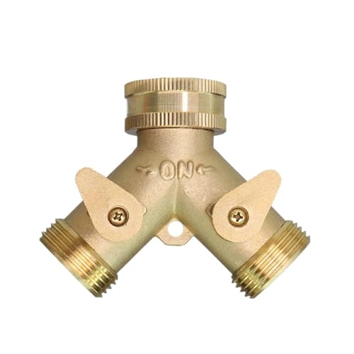 GIYXHU Gartenschlauchverteiler NPT/BSP Messing 3/4 "Gartenschlauch-Splitter 2-Wege-Kugelhahn-Wasserhahn Y-Typ-Bewässerungsanschluss for Wasserhahn-Schlauchadapter for den Außenbereich(Gold A) von GIYXHU