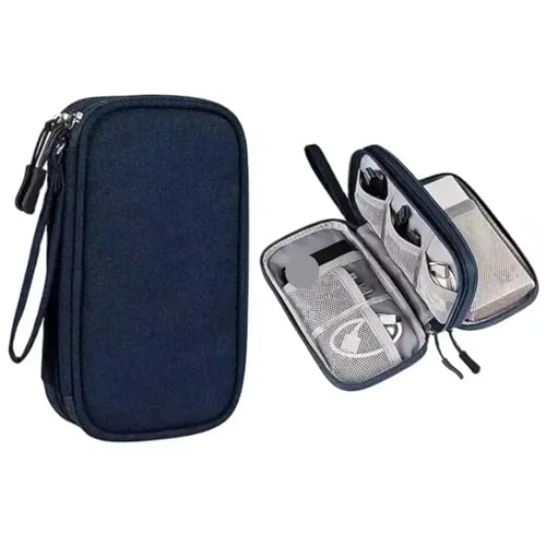 GIYXHU Kabeltasche Organizer 2 stücke Reise Tragbare Digitale Produkt Lagerung Tasche USB Datenkabel Organizer Headset Lade Schatz Box Tasche(Blue) von GIYXHU