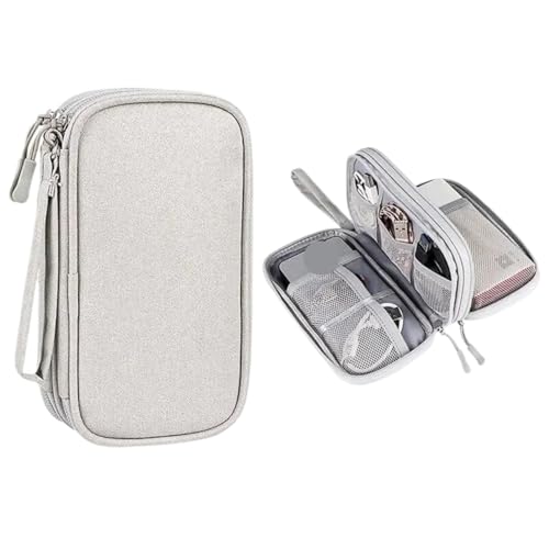 GIYXHU Kabeltasche Organizer 2 stücke Reise Tragbare Digitale Produkt Lagerung Tasche USB Datenkabel Organizer Headset Lade Schatz Box Tasche(Light Gray) von GIYXHU