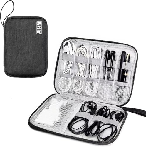 GIYXHU Kabeltasche Organizer 2PCS Kabel Aufbewahrungstaschen System Kit Fall Ladegerät Datenkabel Stift Power Bank Digitale Gadget-Geräte(Black) von GIYXHU