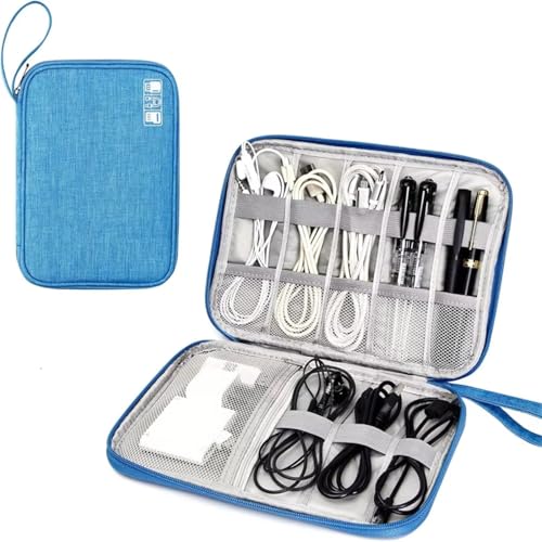 GIYXHU Kabeltasche Organizer 2PCS Kabel Aufbewahrungstaschen System Kit Fall Ladegerät Datenkabel Stift Power Bank Digitale Gadget-Geräte(Blue) von GIYXHU
