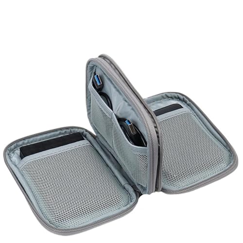 GIYXHU Kabeltasche Organizer Tragetasche Externe Festplatte Schutz Aufbewahrungstasche for 2,5 Zoll Festplatte Abdeckung Gehäuse Power Bank Beutel Box(Gray Double Layer) von GIYXHU