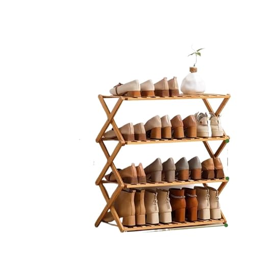GIYXHU Klappbarer multifunktionaler Haushalt, einfache Schranktür, tragbares Wohnzimmer, faltbares Schuhregal aus Holz(Light BROEN-4 layer-70cm) von GIYXHU