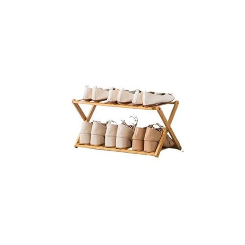 GIYXHU Kostenlose Installation, zusammenklappbar, mehrschichtig, Schuhregal, einfache tragbare Haushaltsregale, Schlafsaal-Tür-Lagerregal, Holz-Schuhschrank(2 brown-50cm) von GIYXHU