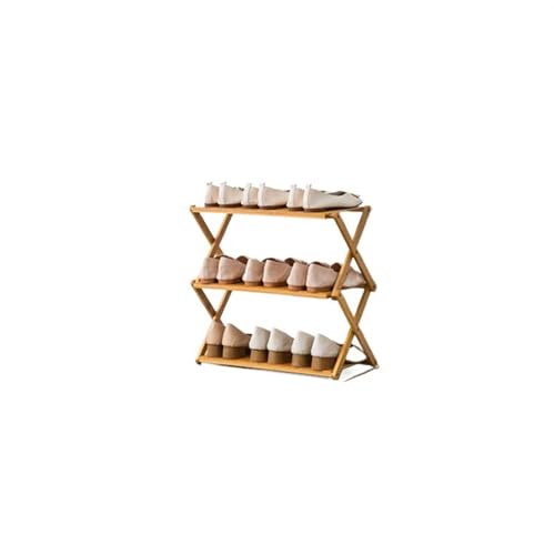GIYXHU Kostenlose Installation, zusammenklappbar, mehrschichtig, Schuhregal, einfache tragbare Haushaltsregale, Schlafsaal-Tür-Lagerregal, Holz-Schuhschrank(3 brown-50cm) von GIYXHU