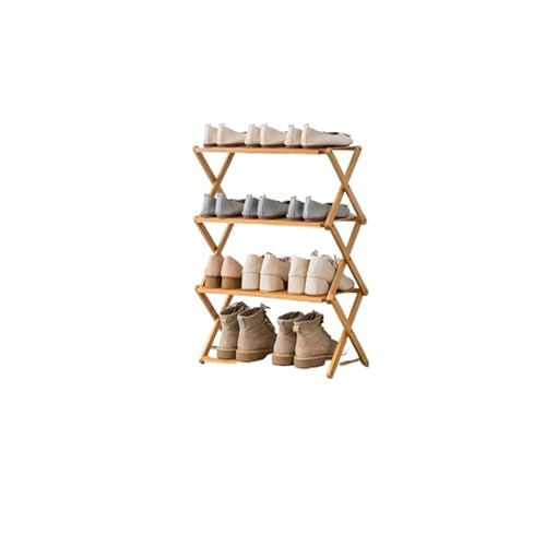 GIYXHU Kostenlose Installation, zusammenklappbar, mehrschichtig, Schuhregal, einfache tragbare Haushaltsregale, Schlafsaal-Tür-Lagerregal, Holz-Schuhschrank(4 brown-50cm) von GIYXHU
