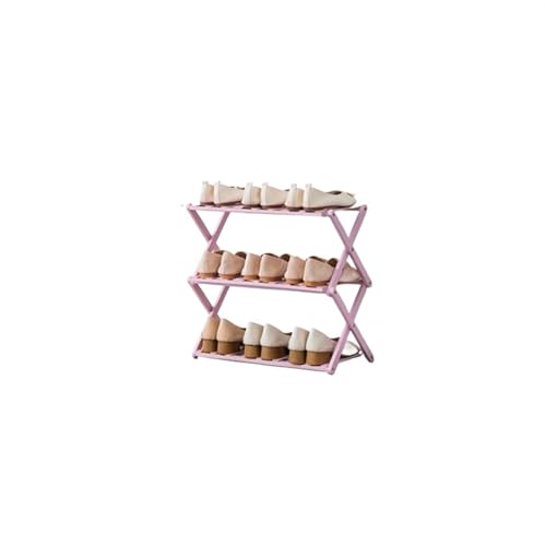 GIYXHU Kostenlose Installation, zusammenklappbar, mehrschichtig, Schuhregal, einfache tragbare Haushaltsregale, Schlafsaal-Tür-Lagerregal, Holz-Schuhschrank(Purple-3 grid-50cm) von GIYXHU