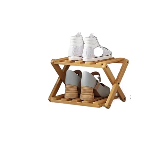 GIYXHU Mehrschichtiges einfaches Schuhregal, zusammenklappbares, versenkbares Aufbewahrungsregal for den Haushalt, Aufbewahrung von Schuhen, spart Platz(Brown 2layers) von GIYXHU