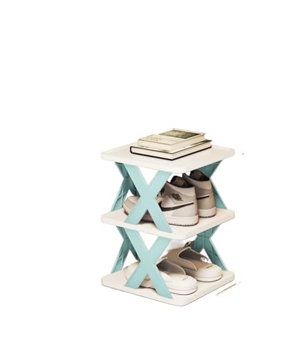 GIYXHU Mehrstöckiges Schuhregal zur Aufbewahrung zu Hause, schmales, zusammenklappbares, kleines Büro, Schlafsaal, platzsparender Schuhschrank mit Nahtaufbewahrung(Blue 2F) von GIYXHU