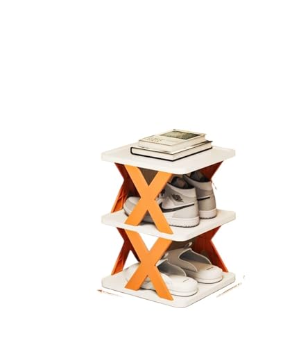 GIYXHU Mehrstöckiges Schuhregal zur Aufbewahrung zu Hause, schmales, zusammenklappbares, kleines Büro, Schlafsaal, platzsparender Schuhschrank mit Nahtaufbewahrung(Orange 2F) von GIYXHU