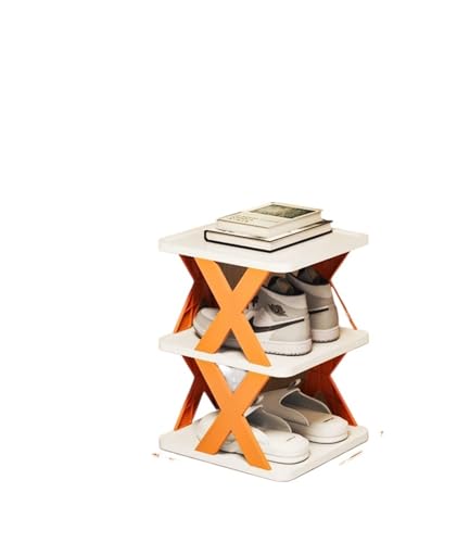GIYXHU Mehrstöckiges Schuhregal zur Aufbewahrung zu Hause, schmales, zusammenklappbares, kleines Büro, Schlafsaal, platzsparender Schuhschrank mit Nahtaufbewahrung(Orange 4F) von GIYXHU