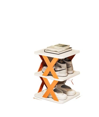 GIYXHU Mehrstöckiges Schuhregal zur Aufbewahrung zu Hause, schmales, zusammenklappbares, kleines Büro, Schlafsaal, platzsparender Schuhschrank mit Nahtaufbewahrung(Orange 8F) von GIYXHU