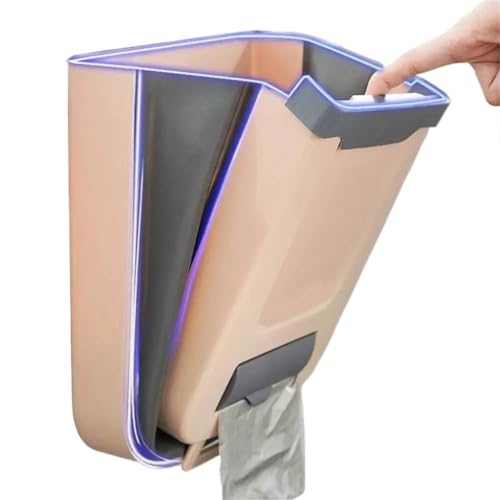 GIYXHU MüLleimer Wandmontage 7/10L PP Hängenden Mülleimer Tragbare Wand Schrank Tür Müll Kann Recycelbaren Abfall Bin Faltbare küchen(Coffee,7L) von GIYXHU