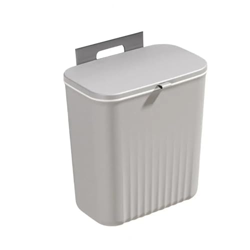 GIYXHU MüLleimer Wandmontage 9L Küche Mülleimer Wand Halterung Schrank Lagerung Smart Eimer Badezimmer Wohnzimmer Büro Schiebe(Grey with lid) von GIYXHU
