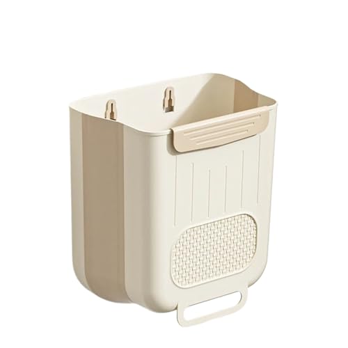 GIYXHU MüLleimer Wandmontage Küche Punch-freies Papierkorb Schrank Tür Wand-montiert Haushalt Müll Korb Faltbare Badezimmer Wc Lagerung Eimer(Beige-11L) von GIYXHU