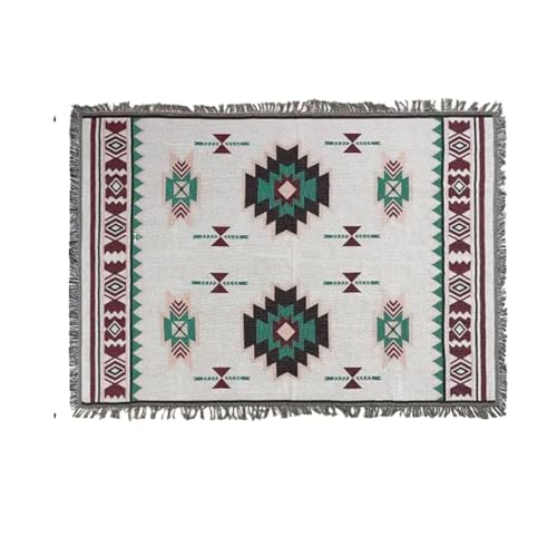 GIYXHU Outdoor Teppich Decken Outdoor-Teppiche Camping Picknickdecke Dekorative Bettdecken Plaid Sofamatten Reiseteppich Quasten Leinen(180X130cm) von GIYXHU