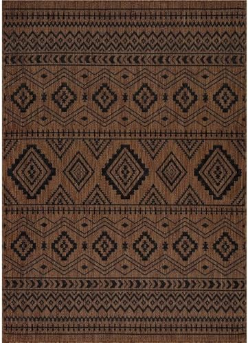 GIYXHU Outdoor Teppich Teppich for den Innen- und Außenbereich, waschbarer Außenteppich for Terrasse, Terrasse, Veranda, Bauernteppiche(Brown Black) von GIYXHU