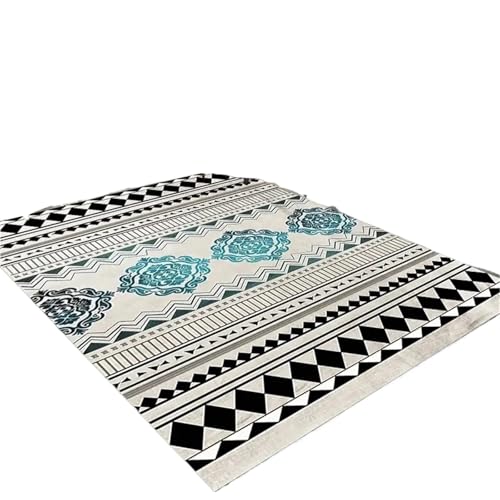 GIYXHU Outdoor Teppich Teppiche mit blauem Blumenmuster, geometrisches Muster, leicht zu reinigende Outdoor-Matten, Picknick-Matte, geeignet for Decks, Hinterhöfe, Matte(40x60cm) von GIYXHU