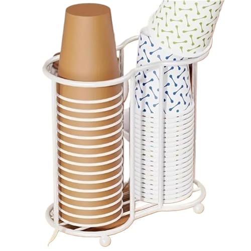GIYXHU Pappbecher-Organisator Bartheke Getränkehalter Multifunktionaler Papierbecherhalter Tassenaufbewahrungsbox Kaffee- und Milchteeladenbecher Strohhalm(White) von GIYXHU