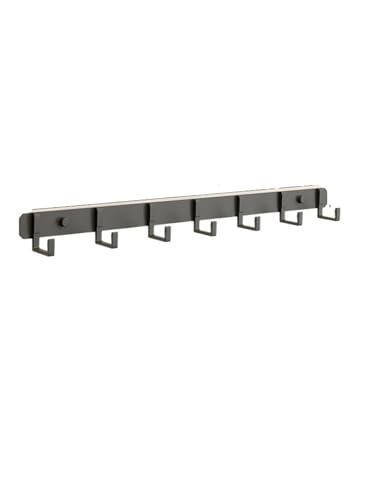 GIYXHU Raum Aluminium Badezimmer Handtuchhaken Wohnzimmer Tür Rückseite Kleiderhaken Selbstklebende Wandhalterung Kein Stanzen Schwarze Aufbewahrungshaken(Black 7Hooks) von GIYXHU