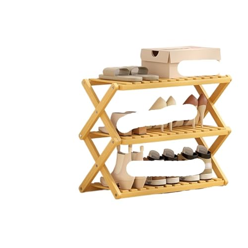 GIYXHU Schrank zu Hause, Holzmaterial, Tür, platzsparend, Flur, Installation, kostenlos, einfaches Schuhregal, Faltbare Schuhaufbewahrung(B 3 Layers Long 50cm) von GIYXHU