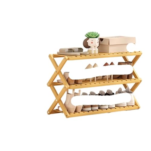 GIYXHU Schrank zu Hause, Holzmaterial, Tür, platzsparend, Flur, Installation, kostenlos, einfaches Schuhregal, Faltbare Schuhaufbewahrung(B 3 Layers Long 70cm) von GIYXHU