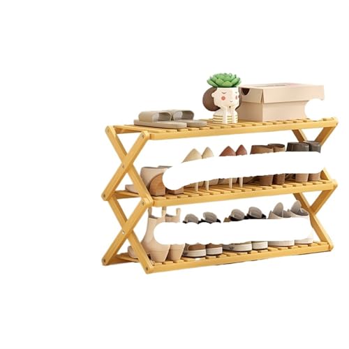 GIYXHU Schrank zu Hause, Holzmaterial, Tür, platzsparend, Flur, Installation, kostenlos, einfaches Schuhregal, Faltbare Schuhaufbewahrung(B 3 Layers Long 80cm) von GIYXHU