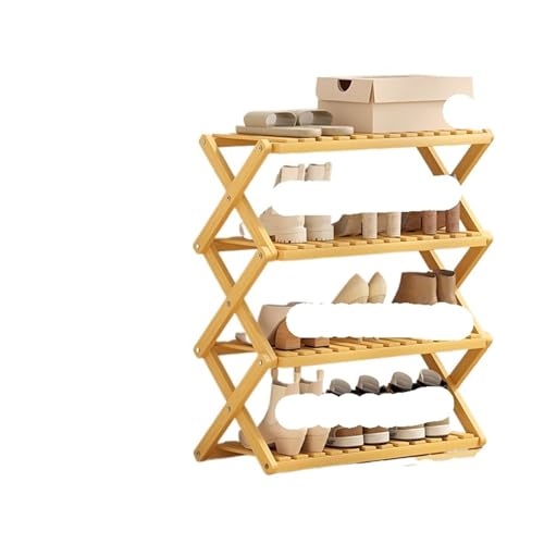 GIYXHU Schrank zu Hause, Holzmaterial, Tür, platzsparend, Flur, Installation, kostenlos, einfaches Schuhregal, Faltbare Schuhaufbewahrung(B 4 Layers Long 50cm) von GIYXHU