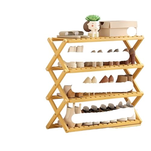 GIYXHU Schrank zu Hause, Holzmaterial, Tür, platzsparend, Flur, Installation, kostenlos, einfaches Schuhregal, Faltbare Schuhaufbewahrung(B 4 Layers Long 70cm) von GIYXHU