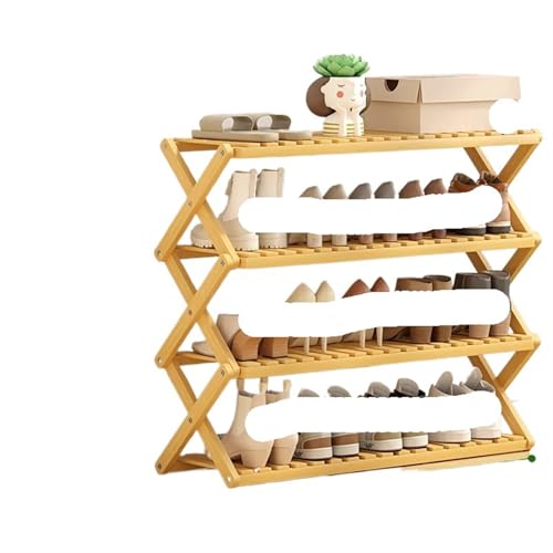 GIYXHU Schrank zu Hause, Holzmaterial, Tür, platzsparend, Flur, Installation, kostenlos, einfaches Schuhregal, Faltbare Schuhaufbewahrung(B 4 Layers Long 80cm) von GIYXHU