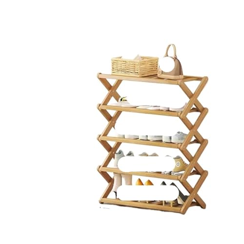 GIYXHU Schrank zu Hause, Holzmaterial, Tür, platzsparend, Flur, Installation, kostenlos, einfaches Schuhregal, Faltbare Schuhaufbewahrung(B 5layers Long 60cm) von GIYXHU