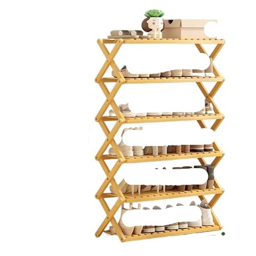 GIYXHU Schrank zu Hause, Holzmaterial, Tür, platzsparend, Flur, Installation, kostenlos, einfaches Schuhregal, Faltbare Schuhaufbewahrung(B 6 Layers Long 70cm) von GIYXHU