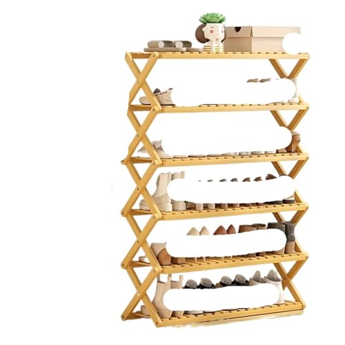 GIYXHU Schrank zu Hause, Holzmaterial, Tür, platzsparend, Flur, Installation, kostenlos, einfaches Schuhregal, Faltbare Schuhaufbewahrung(B 6 Layers Long 80cm) von GIYXHU